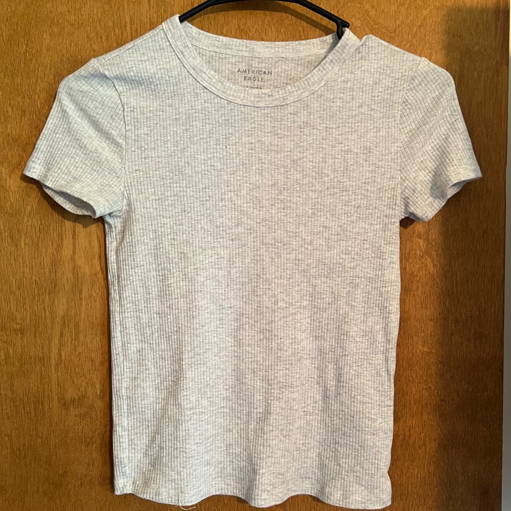 American Eagle Light Gray Ribbed Top